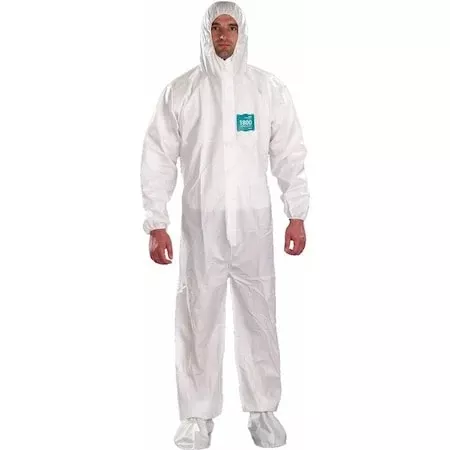 Collared Coverall, S, White, Microporous Laminate