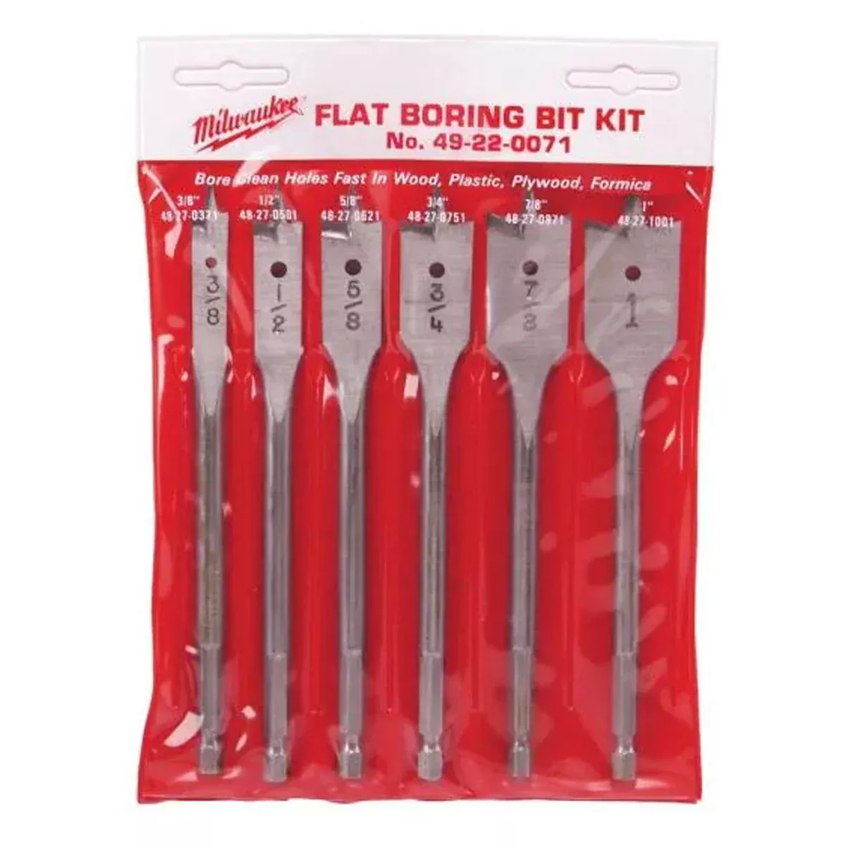 Milwaukee Tool 6" Flat Boring Bit Universal Set - 6 Piece