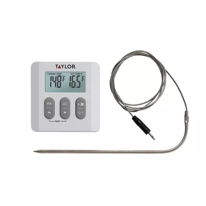 Programmable Digital Meat Cooking Thermometer – Silver